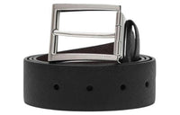PRADA Micro Logo Design Leather Belts Men's Black Width: 3CM