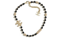 CHANEL Necklace Women's Gold/beige/black