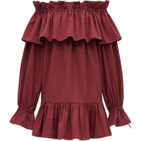 SAINT LAURENT Ruffled Off Shoulder Dress