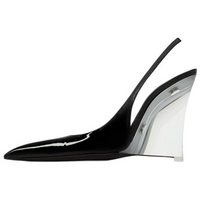 SAINT LAURENT Miller Wedge Heel High Heels 11cm Women's Black