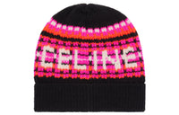 CELINE Logo Intarsia Striped Beanie