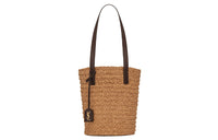 SAINT LAURENT Raphia Tote Handbag Women's Brown