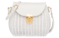 MIU MIU Straw Woven Shoulder Bag Crossbody Bag Women's White