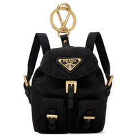 PRADA Recycled Nylon Enamel Metal Keychains Women's Black