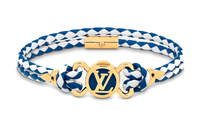 LOUIS VUITTON Metal Leather Bracelets Unisex Blue