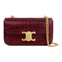 CELINE Crocodile Leather Crossbody Bag Shoulder Bag Women's Burgundy