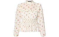 LOUIS VUITTON Floral Print Ruffle Trim Blouse