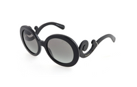 PRADA Plastic Metal Round Sunglasses Unisex Black