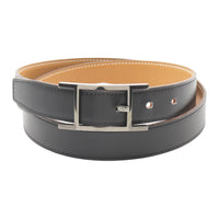 HERMES Calfskin Leather Belts Men's Black Width 2.7CM