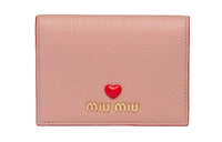 MIU MIU Madras Leather Card Holder Women's Orchid Pink