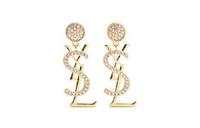 SAINT LAURENT Metal Rhinestone Necklaces Women's Gold