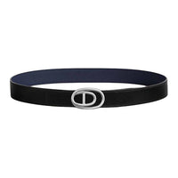 HERMES Palladium-Plated Leather Belts Unisex Black/Blue Night Width: 3.2cm