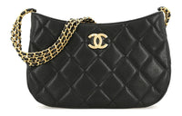 CHANEL Grained Calfskin 24C Hobo Bag Black AS4612