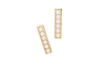 CHANEL Metal Artificial Pearl Earrings Unisex Gold
