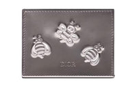 DIOR KAWS Collaboration Calfskin Card Holder Men's Silver
