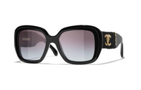 CHANEL Acetate Irregular Shape Sunglasses Men's Black