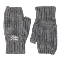 MIU MIU Wool Mohair Fabric Knit Gloves Unisex Gray