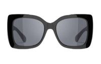 CHANEL Plastic Irregular Shape Sunglasses Women's Black
