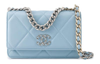 CHANEL 19Bag Lambskin Handbag Shoulder Bag Crossbody Bag Regular Women's Light Blue