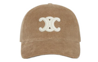 CELINE Cashmere Corduroy Baseball Caps Women's Brown