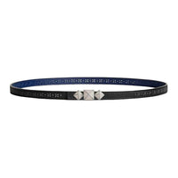 HERMES Palladium Plated Leather Belts Unisex Black 1.3cm