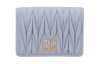 MIU MIU Matelassé Soft Sheep Leather Card Holder Women's Cornflower