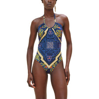 HERMES SS24 One-piece Swimsuit Women's Sanremo Blue