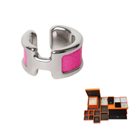 HERMES Alloy Clip-On Earrings Women's Pink