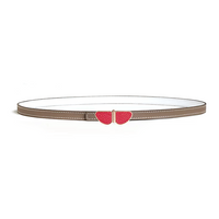 HERMES Lizard Skin Calfskin Rose Gold-Plated Leather Belts Women's Brown/White Width 1.3CM