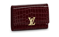 LOUIS VUITTON Capucines Short-Snouted Crocodile Leather Wallet Women's Burgundy