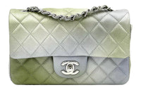 CHANEL Classic Flap CF Lambskin Shoulder Bag Crossbody Bag Mini Women's Gradient Silver/Green