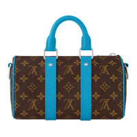 LOUIS VUITTON Coated Canvas Handbag Shoulder Bag Crossbody Bag Men's Blue & Brown
