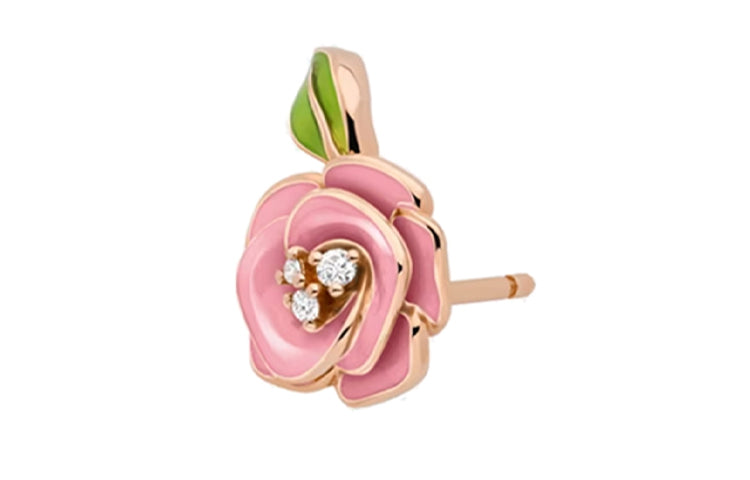DIOR 18K Rose Gold Diamonds Stud Earrings Women's Pink
