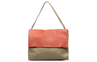 CELINE Cow Leather Shoulder Bag Unisex Orange Khaki