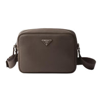 PRADA Cow Leather Shoulder Bag Women's Bamboo Gray