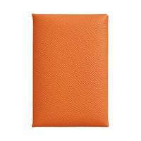 HERMES Calvi Epsom Calfskin Card Holder Women's 93 Orange Hermes Orange Combo