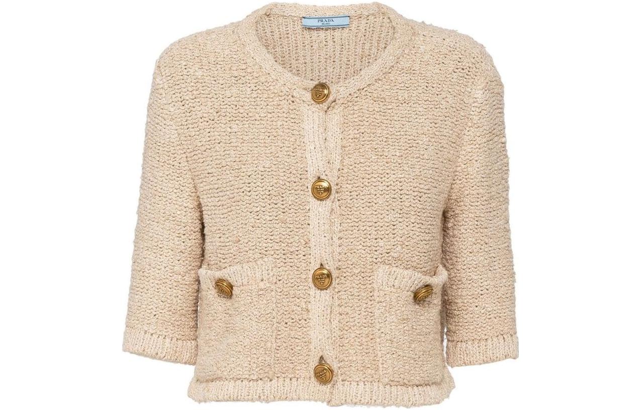 PRADA Bouclé Cropped Cardigan