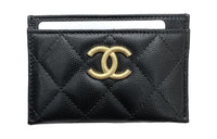 CHANEL Calfskin Card Holder Women's Black