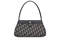 DIOR Key Smooth Finish Cow Leather Shoulder Bag Handbags Medium Size Women's Black