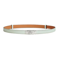 HERMES Metal Leather Belts Women's Green Width 1.8CM