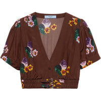 PRADA Floral Printed V Neck Cropped Top