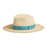 HERMES Straw Palladium-Plated Hats & Caps Men's Beige/Blue