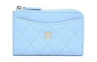 CHANEL Calfskin Coin Purses Card Holders Women's Blue