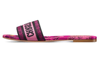 DIOR Dway Genuine Leather Sole Odor-Resistant Slide Slippers Women's Pink Black