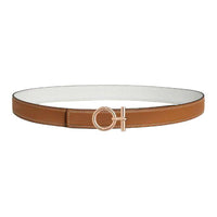 HERMES Calfskin Leather Belts Women's Brown 2.4CM