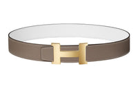 HERMES Constance Gold Buckle Epsom Calfskin Double-Sided Leather Belt Men's Elephant Gray/White Width: 3.8cm