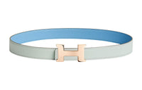 HERMES Leather Belts Women's Dusty Blue/Sky Blue