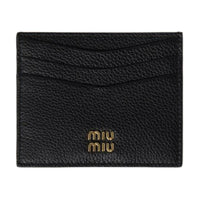 MIU MIU Calfskin Card Holder Unisex Black