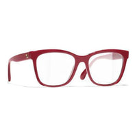 CHANEL Plastic Square Eyeglass Frames Women's Red