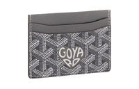 GOYARD Saint-Sulpice Canvas With Leather Dog's Teeth Card Clip Card Holder Unisex Gray Patchwork Gray Small Heart